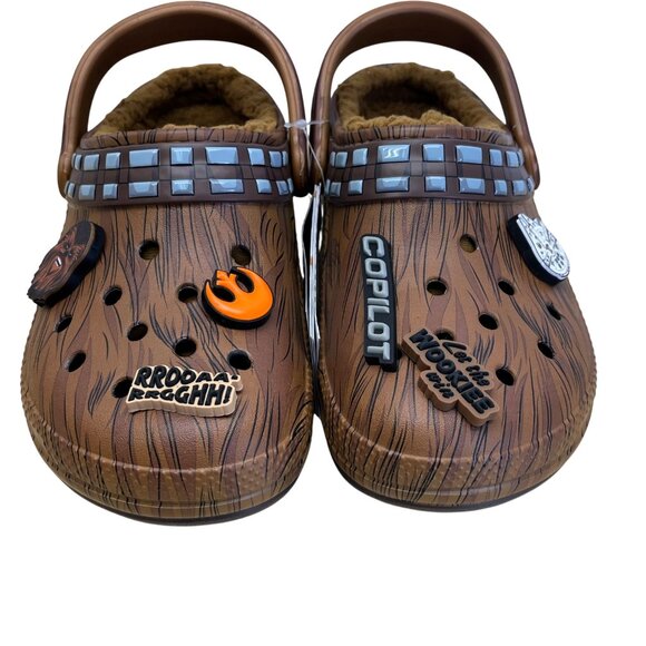 Crocs x Star Wars Brown Chewbacca Jibbitz Fuzzy Lined Clogs Size W6/M4 - New - Picture 3 of 9